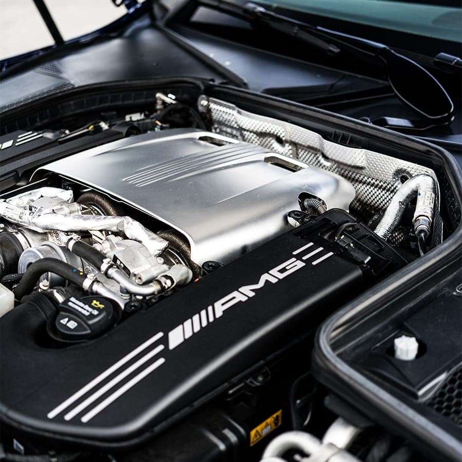 A luxury car engine bay